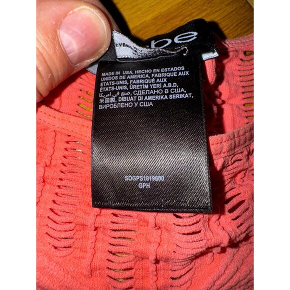 Bebe Coral Pink Long‎ Sleeve Bodycon Dress M/L Sexy Stretch Tight Y2K Eighties - Picture 6 of 7